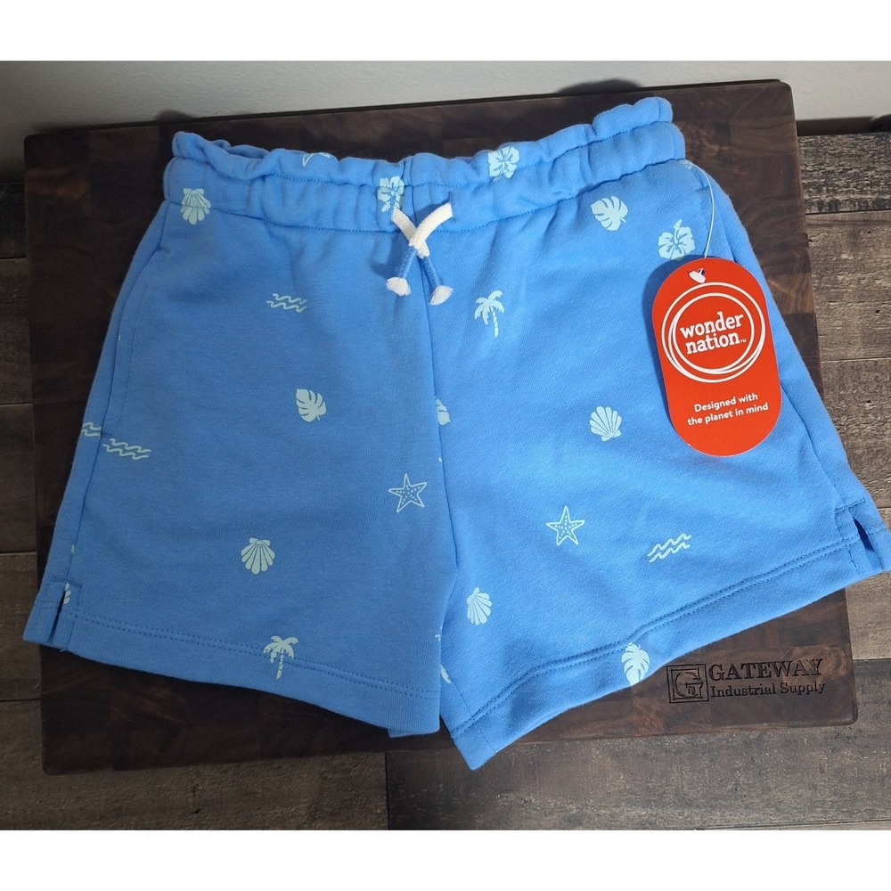 Wonder Nation Girls Knit Shorts Size 6 NWT Calming Blue Tropical Ocean Beach